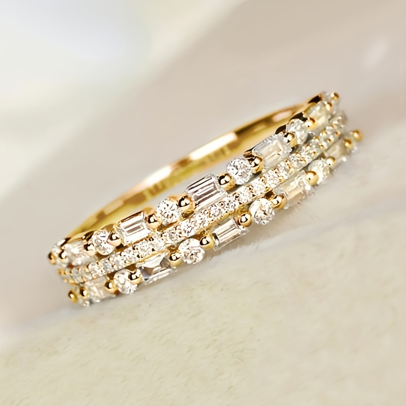 Holiday Charm Triple Layer CZ Copper Ring for Women Stackable